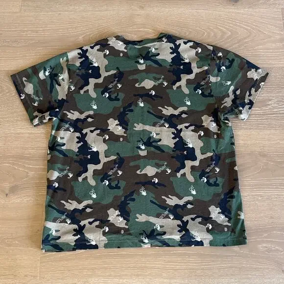 Off White T Shirt Camo Logo Size M Green Brown - Picture 5 of 6